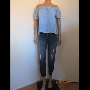 Cloth & Stone Button Front Off Shoulder Top ~NEW~